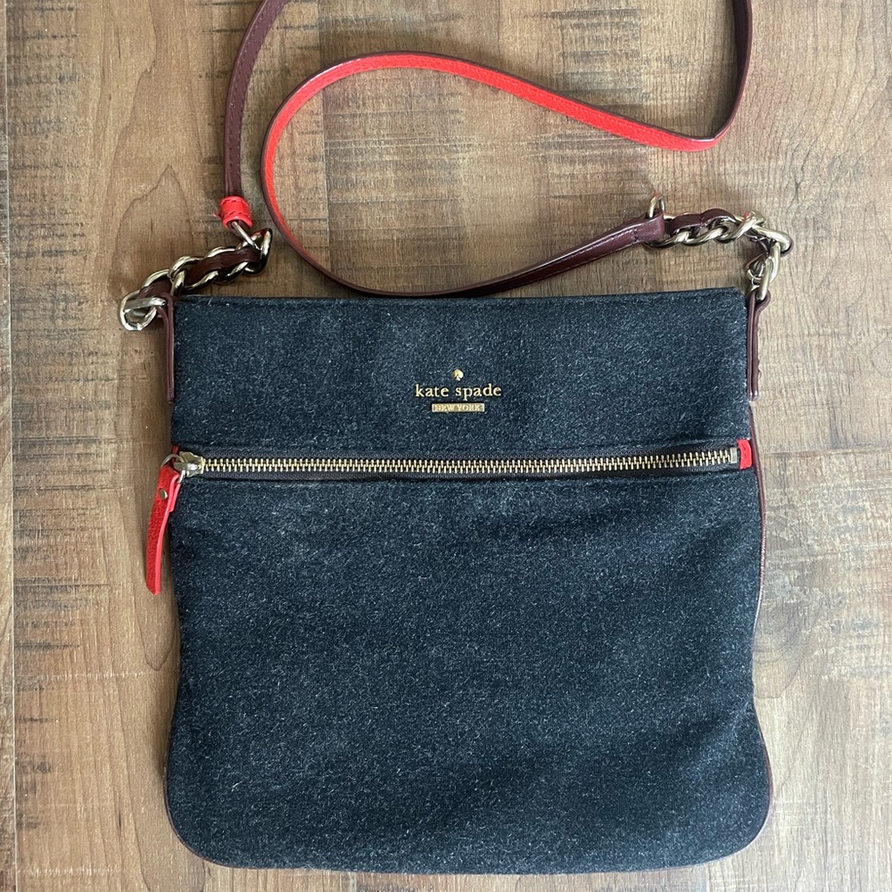 Kate Spade Wool Black Cross Body Purse